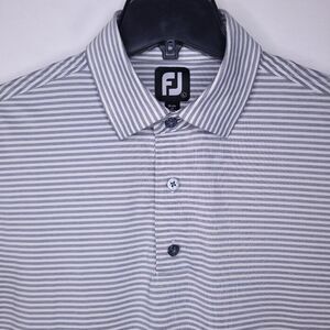 Footjoy Polo Shirt Mens Large Striped Gray, White Golf Performance